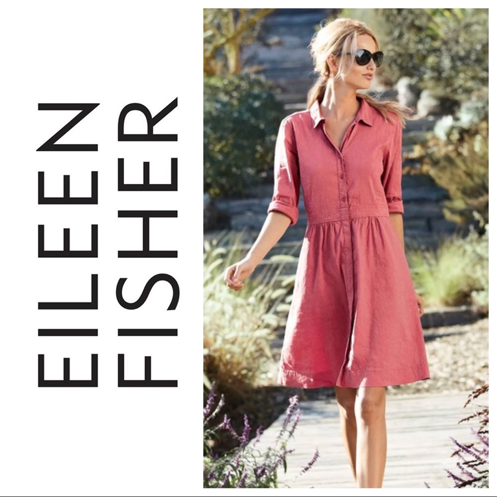 Eileen Fisher Linen Blend Shirt Dress